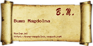 Bums Magdolna névjegykártya